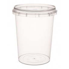 Container with safety lock 520ml and lid 93mm, transparent, PP