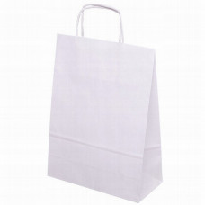 Paper bag 240x110x310mm, 90gsm white, with twisted handle