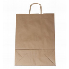 Popierinis maišelis 300x170x410mm, su susuktomis rankenomis, rudas
