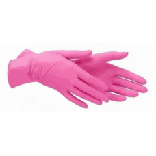 Рабочие перчатки, нитрил, без пудры, розовые, размер S