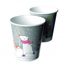 Paper cup 200-280ml/ 9OZ 80mm one layer, Winter print, SUP MULTI