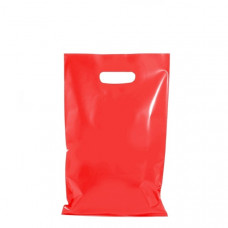 Bags with cutted handle 38x45+5 cm, red LDPE