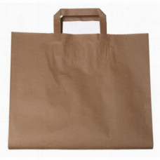 Popierinis maišelis 220x100x250mm, su plokščiomis rankenomis, rudas