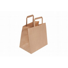 Popierinis maišelis 320x220x245mm, su plokščiomis rankenomis, rudas 250vnt/dėž