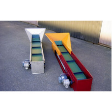 Painted conveyer with sidesealed rubberbelt, with adjustable stand