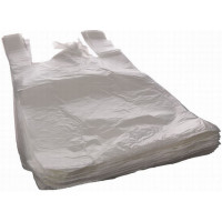 Bags with handles 25+12x47 cm, 12my white HDPE