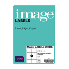 Vaizdo etiketės, A4, 105x74 mm, 8 vnt / lapas, baltas, kvadratiniai kampai, 100 lapų pakuotėje