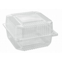 Rectangular container 140*130*80mm hinged lid, transparent PET