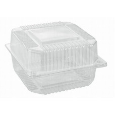 Rectangular container 140*130*80mm hinged lid, transparent PET