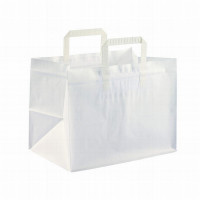 Paper bag 317x218x245mm, white, flat handle 