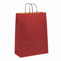 Paper bag 95x65x380+40mm, 60gsm red, for a bottle of wine