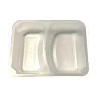 PP mikroviļņu trauks 227*178*50mm 2-daļīgs noplēšams, balti/ caurspīdīgs