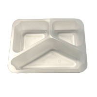 PP mikroviļņu trauks 227*178*50mm 3-daļīgs noplēšams, balti/ caurspīdīgs