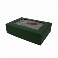 Gofrēta kartona kaste ar PVC logu 305x215x80mm, zaļa/brūna