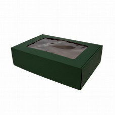 Gofrēta kartona kaste ar PVC logu 305x215x80mm, zaļa/brūna