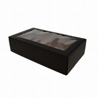 Gofrēta kartona kaste ar PVC logu 340x195x85mm, melna/brūna