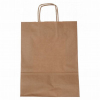 Popierinis maišelis 180x80x210mm, su susuktomis rankenomis, rudas