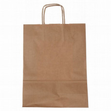 Popierinis maišelis 180x80x210mm, su susuktomis rankenomis, rudas