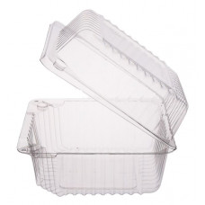 Rectangular container  130*130*80mm hinged lid, transparent OPS