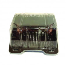Rectangular container 145*136*75mm hinged lid brown/transparent RPET