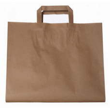 Popierinis maišelis 320x150x400mm, su plokščiomis rankenomis, rudas