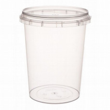 Container with safety lock 520ml and lid 93 mm,  transparent, PP