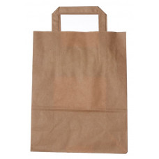 Popierinis maišelis 220x100x280mm, su plokščiomis rankenomis, rudas