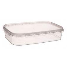 Rectangular container with safety lock 500ml and lid, transparent PP