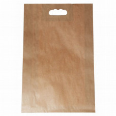 Popierinis maišelis 300x80x465mm, su išpjautomis rankenomis, rudas
