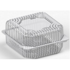 Rectangular container 131*131*68(35+33)mm hinged lid, transparent RPET