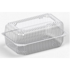 Rectangular container 140*216*95(50+45)mm hinged lid, transparent RPET