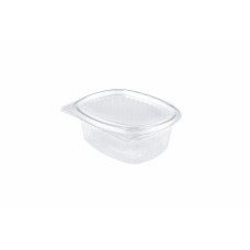 Oval container 500ml, 152 x 125 x 57 hinged lid, transparentPET