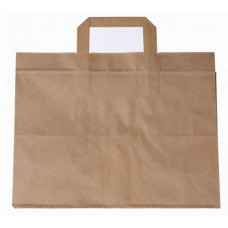 Popierinis maišelis 320x220x280mm, su plokščiomis rankenomis, rudas